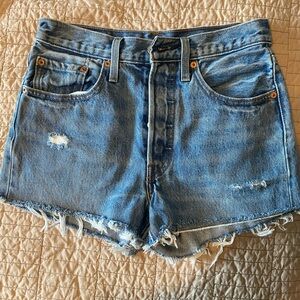 Levi's Light Blue Distressed Jean Shorts